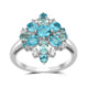 Load image into Gallery viewer, Jewelili Cocktail Ring with Swiss Blue Topaz with Sky Blue Topaz and Created White Sapphire in Sterling Silver View 1
