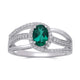 Load image into Gallery viewer, Jewelili Sterling Silver With Oval Created Emerald and Round Created White Sapphire Ring
