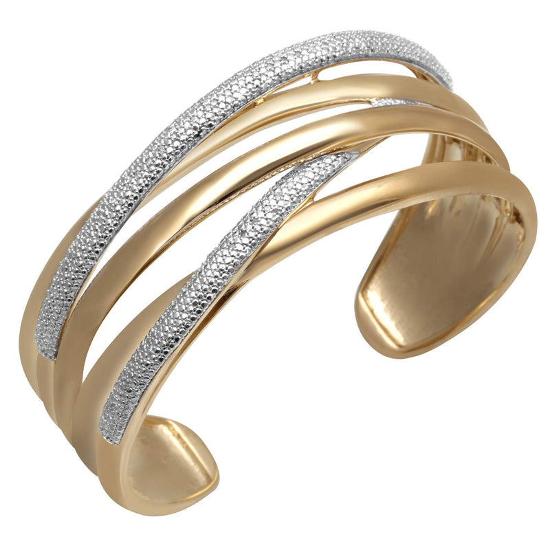 Jewelili Bracelet with Diamonds in 18K Yellow Gold over Brass