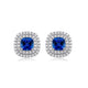 Load image into Gallery viewer, Jewelili Pendant and Stud Earrings Set with Cushion Created Blue Sapphire and Created White Sapphire in Sterling Silver View 2
