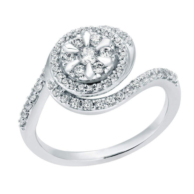 Enchanted Disney Fine Jewelry 14K White Gold with 1/2 Cttw Elsa Composite Engagement Ring