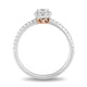 Load image into Gallery viewer, Jewelili Engagement Ring with Natural White Diamond in 10K White and Pink Gold 1/4 CTTW View 4
