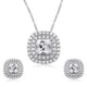 Load image into Gallery viewer, Jewelili Pendant and Stud Earrings Jewelry Set with Created White Sapphire Pendant in Sterling Silver View 1

