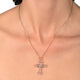 Load image into Gallery viewer, Jewelili Cross Pendant Necklace with Natural White Diamond in Rose Gold over Sterling Silver 1/5 CTTW View 1
