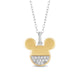 Load image into Gallery viewer, Jewelili Disney Mickey &amp; Friends 10K White &amp; Yellow Gold 1/10 CTTW Diamonds Mickey -Minnie Collection Pendant Necklace
