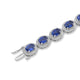 Load image into Gallery viewer, Jewelili Link Bracelet with Oval Created Ceylon Sapphire and Natural White Round Diamonds in Sterling Silver 7.5&quot; View 2
