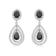Load image into Gallery viewer, Jewelili Teardrop Drop Earrings with Black Cubic Zirconia and Clear Crystal in Sterling Silver View 2
