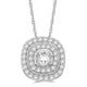 Load image into Gallery viewer, Jewelili Halo Pendant Necklace with Created White Sapphire in Sterling Silver View 1
