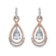 Load image into Gallery viewer, Jewelili Sterling Silver and 10K Rose Gold Pear Aquamarine and Round Created White Sapphire Teardrop Dangle Earrings
