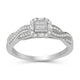 Load image into Gallery viewer, Jewelili Crossover Bridal Ring with Princess, Baguette and Round Diamonds in 10K White Gold 1/4 CTTW View 1
