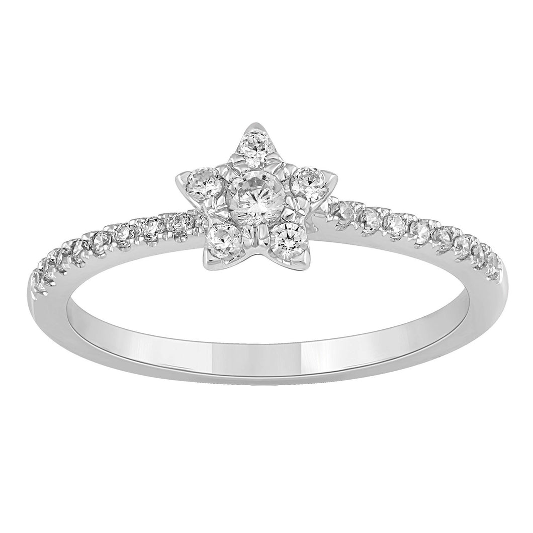 Enchanted Disney Fine Jewelry 10K White Gold 1/4 Cttw Tinker Bell Promise Ring