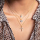 Load image into Gallery viewer, Jewelili 10K Yellow Gold With Cubic zirconia Cross Pendant Necklace
