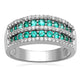Load image into Gallery viewer, Jewelili Sterling Silver With Created Emerald and Created White Sapphire Wedding Band Ring
