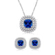 Load image into Gallery viewer, Jewelili Pendant and Stud Earrings Set with Cushion Created Blue Sapphire and Created White Sapphire in Sterling Silver
