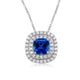 Load image into Gallery viewer, Jewelili Pendant and Stud Earrings Set with Cushion Created Blue Sapphire and Created White Sapphire in Sterling Silver View 1
