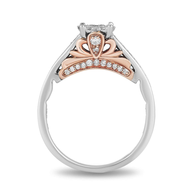 Enchanted Disney Fine Jewelry 14K White and Rose Gold with 5/8 cttw Majestic Princess Engagement Ring