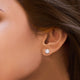Load image into Gallery viewer, Jewelili Stud Earrings with White Round Diamonds in 10K White Gold 1/2 CTTW View 4
