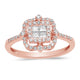 Load image into Gallery viewer, Jewelili Cluster Ring with Princess and Round Diamonds in 14K Rose Gold 1/2 CTTW View 1
