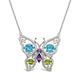 Load image into Gallery viewer, Jewelili Butterfly Pendant Necklace with Amethyst, Peridot, Swiss Blue Topaz and Created White Sapphire in Sterling Silver View 1
