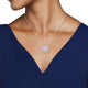 Load image into Gallery viewer, Jewelili Halo Pendant Necklace with Created White Sapphire in Sterling Silver View 4
