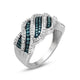 Load image into Gallery viewer, Jewelili Sterling Silver 1/2 CTTW Treated Blue Diamonds and White Diamonds Band Ring
