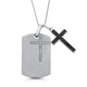Load image into Gallery viewer, Jewelili Sterling Silver With 1/5 CTTW Treated Black Diamonds and Natural White Round Diamonds Mens Dog Tags Cross Pendant Necklace
