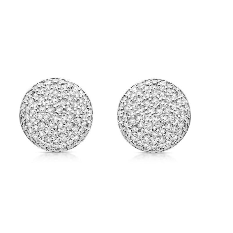 Jewelili Sterling Silver With 1/4 CTTW Natural White Diamond Stud Earrings