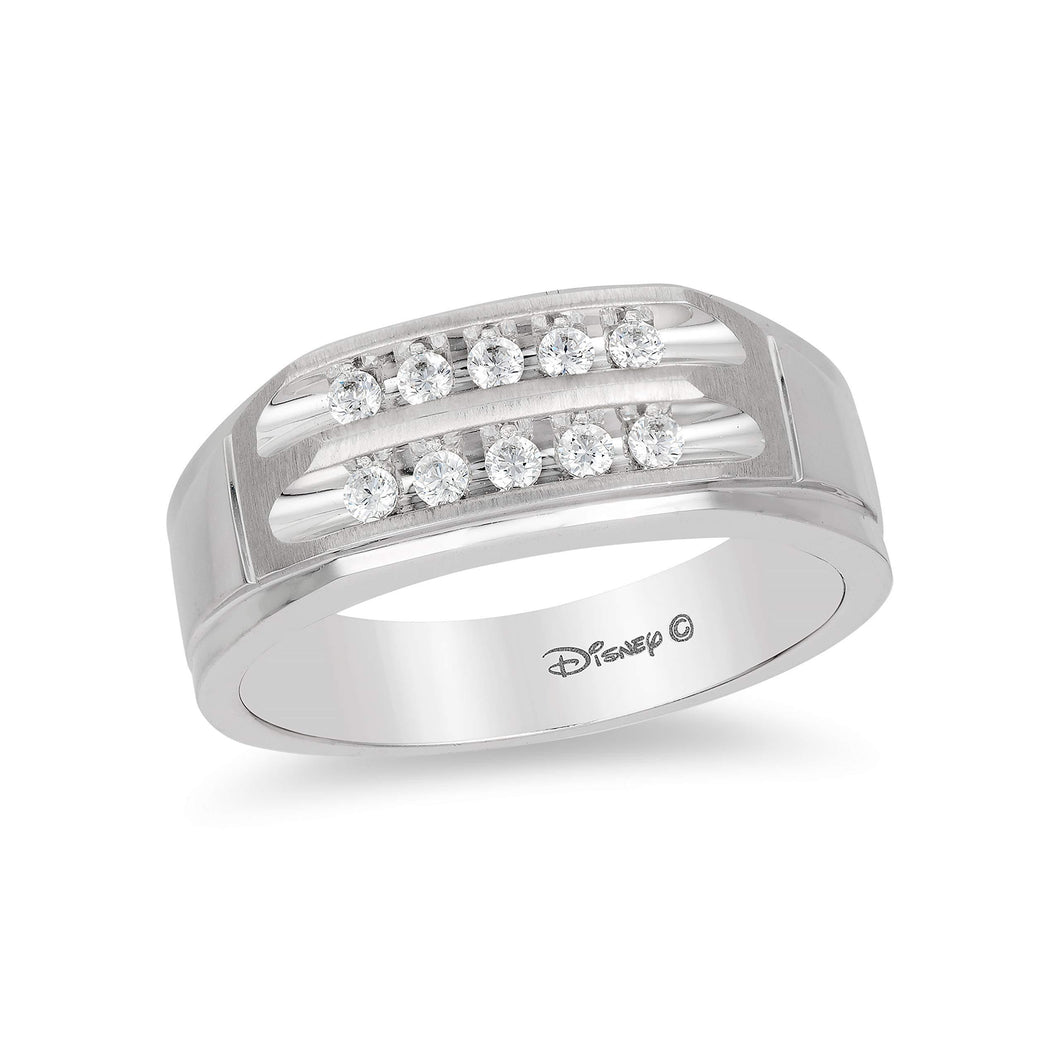 Enchanted Disney Fine Jewelry 14K White Gold 1/4 Cttw Mens Ring