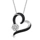 Load image into Gallery viewer, Jewelili Heart Pendant Necklace with Treated Black Diamonds and Natural White Round Shape Diamonds in Sterling Silver 
