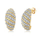 Load image into Gallery viewer, Jewelili Hoop Earrings with Round Natural White Diamonds in 14K Yellow Gold over Sterling Silver 1/4 CTTW View 1
