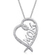 Load image into Gallery viewer, Jewelili Sterling Silver 1/5 CTTW Diamonds Mom Cut Out Tilted Heart Pendant Necklace
