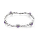 Load image into Gallery viewer, Jewelili Link Bracelet with Trillion Amethyst and Natural White Round Diamonds in Sterling Silver 6 MM
