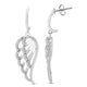Load image into Gallery viewer, Jewelili 10K White Gold With 1/5 CTTW Natural White Diamond Angel Wing Dangle Earrings
