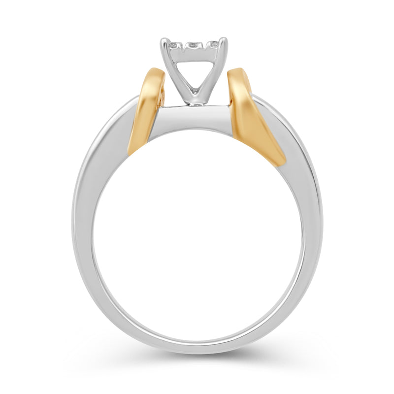 Jewelili Ring in with Natural White Diamonds 14K Yellow Gold over Sterling Silver 1/6 CTTW View 3