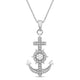 Load image into Gallery viewer, Jewelili Sterling Silver 1/10 CTTW Round White Diamonds Anchor Nautical Steering Wheel Cross Pendant Necklace
