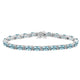 Load image into Gallery viewer, Jewelili Sterling Silver With Round Diamonds and Oval Shape Swiss Blue Topaz Bracelet
