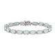 Load image into Gallery viewer, Jewelili Sterling Silver with 8 x 6 mm Oval Shape Created Opal and White Diamonds Bracelet
