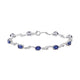 Load image into Gallery viewer, Jewelili Bracelet with Oval Shape Created Blue Sapphire and White Diamonds in Sterling Silver 6 x 4 mm 7.25 inches
