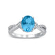 Load image into Gallery viewer, Jewelili Sterling Silver with Oval Shape Swiss Blue Topaz and Created White Sapphire Ring
