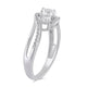 Load image into Gallery viewer, Jewelili Three Stone Ring with Created White Sapphire in Sterling Silver View 2
