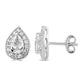 Load image into Gallery viewer, Jewelili Teardrop Drop Earrings with Created White Sapphire in Sterling Silver View 3
