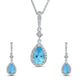 Load image into Gallery viewer, Jewelili Teardrop Jewelry Set with Swiss Blue Topaz and Created White Sapphire in Sterling Silver
