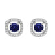 Load image into Gallery viewer, Jewelili Stud Earrings with Round Genuine Blue Sapphire and Natural White Round Shape Diamonds over Sterling Silver view 2
