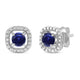 Load image into Gallery viewer, Jewelili Stud Earrings with Round Genuine Blue Sapphire and Natural White Round Shape Diamonds over Sterling Silver
