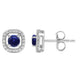 Load image into Gallery viewer, Jewelili Stud Earrings with Round Genuine Blue Sapphire and Natural White Round Shape Diamonds over Sterling Silver view 3
