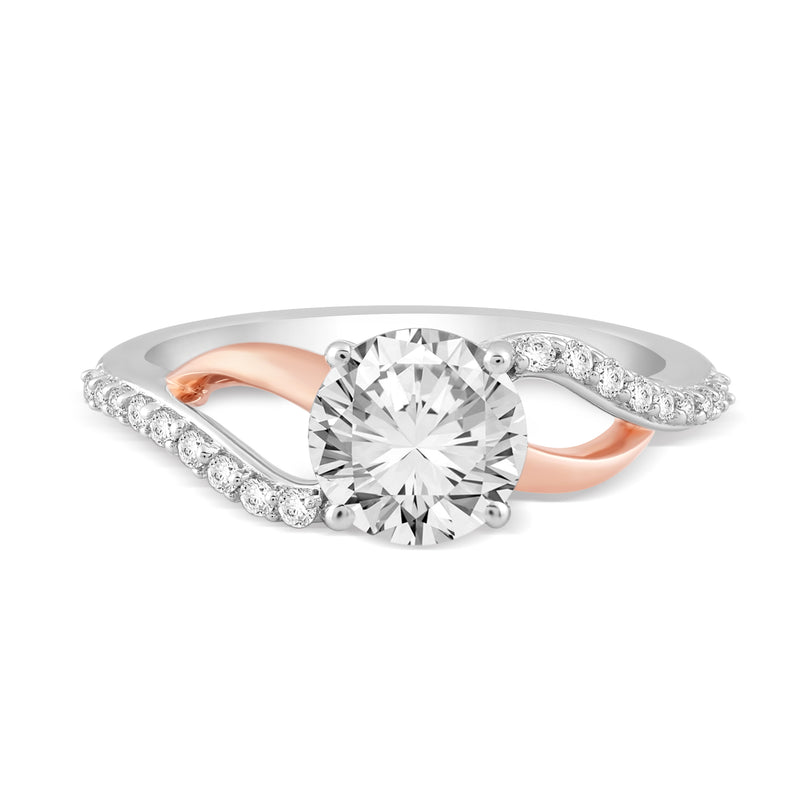 Jewelili Engagement Ring with Created White Sapphire in Rose Gold over Sterling Silver View 3