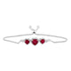 Load image into Gallery viewer, Jewelili Heart Bolo Bracelet with Created Ruby and Created White Sapphire in Sterling Silver View 1
