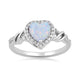 Load image into Gallery viewer, Jewelili Sterling Silver With Created Opal and Created White Sapphire Heart Promise Ring
