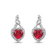 Load image into Gallery viewer, Jewelili Earrings, Bolo Bracelet and Pendant Necklace Box set with Created Heart Ruby and Round Created White Sapphire in Sterling Silver View 2
