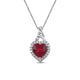 Load image into Gallery viewer, Jewelili Earrings, Bolo Bracelet and Pendant Necklace Box set with Created Heart Ruby and Round Created White Sapphire in Sterling Silver View 3
